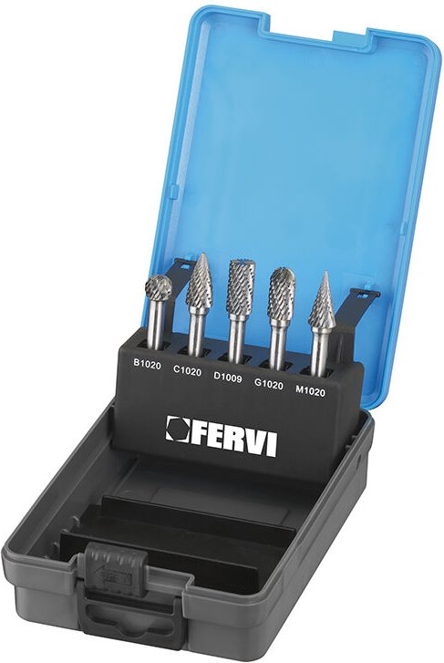 Fervi - Serie von 5 Stuck HM-Diamant-Rotationsfeilen 10x20 mm Schaft 6 f008dc