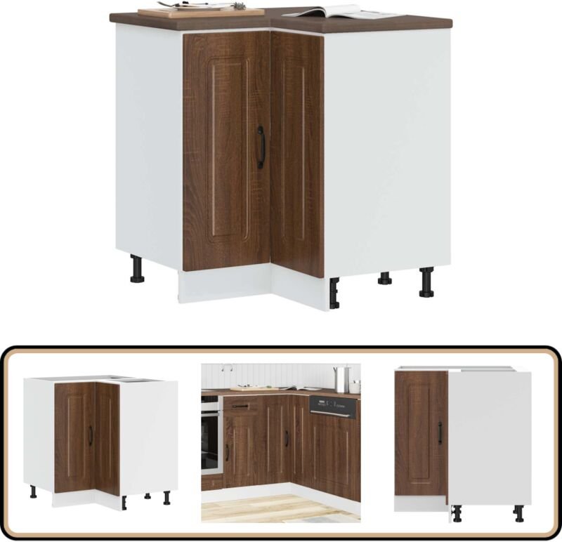 Küchen-Eckunterschrank Kalmar Braun Eichen-Optik Holzwerkstoff - Vidaxl