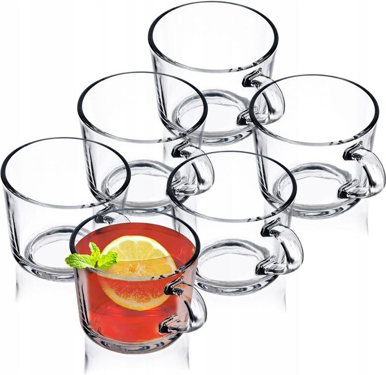 Teegläser, 6er Set, Gläser mit Griff, Trinkgläser für Kaffee - Kadax