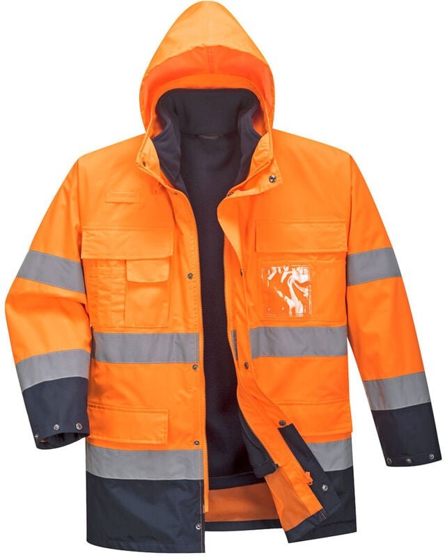 Hochsichtbarer 3-in-1 Parka Orange/Navy S