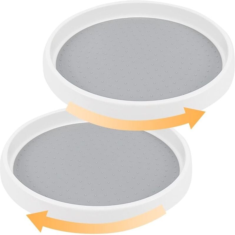 Thumbnail - Ineasicer 2er-Set Gewürzregale, rutschfester Gewürz-Organizer für die Küche, 360° drehbarer Kühlschrank-Drehteller, geei...
