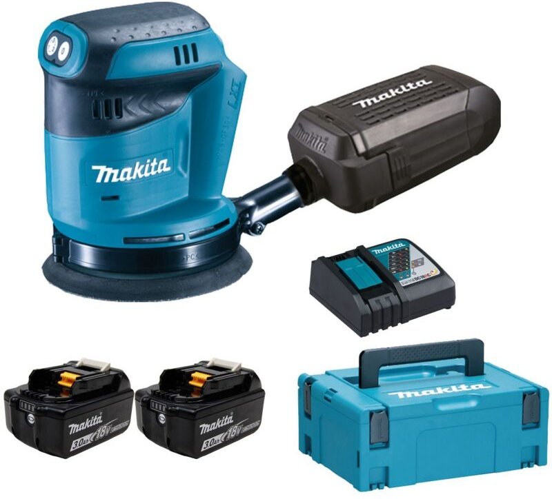 Thumbnail - Makita DBO180RFJ Akku-Exzenterschleifer 18 V / 2x 3,0 Ah Akku + Ladegerät im Makpac