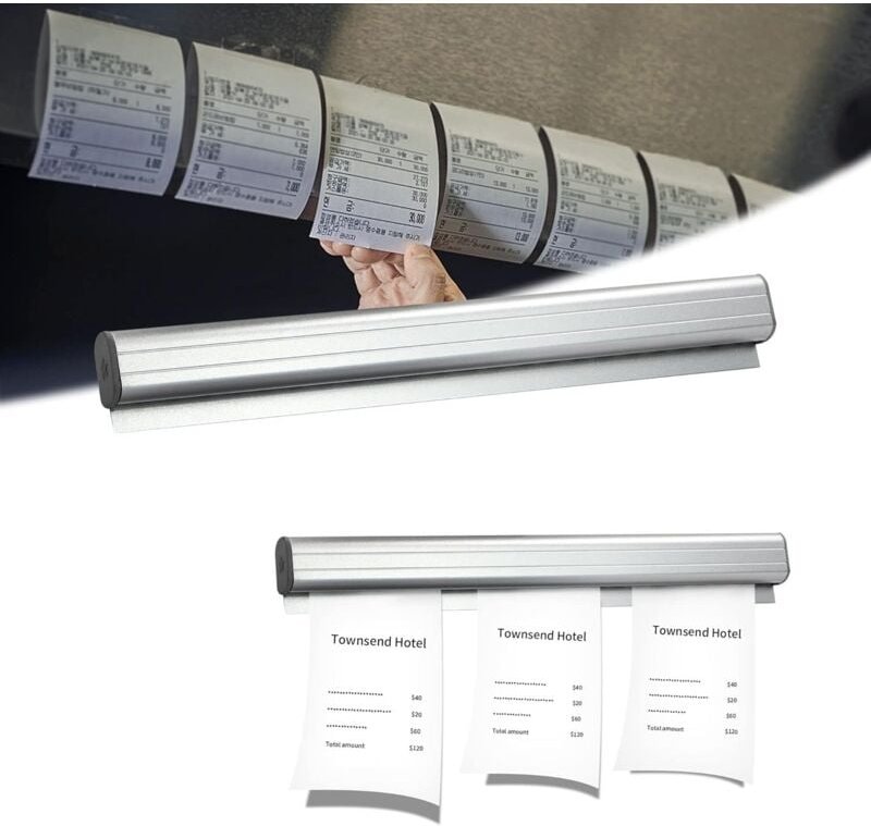 Bestellhalter, Gutscheinkarten – Aluminium-Ticketschiene zur Wandmontage für Kassenbons, Barscheine, Klemmetiketten, zum...