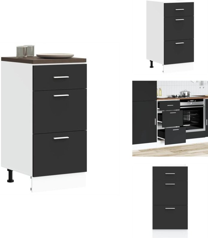 Unterschrank Schwarz 40x46x81,5 cm Holzwerkstoff - Unterschrank - Unterschränke - Küchenschrank - Küchenmöbel