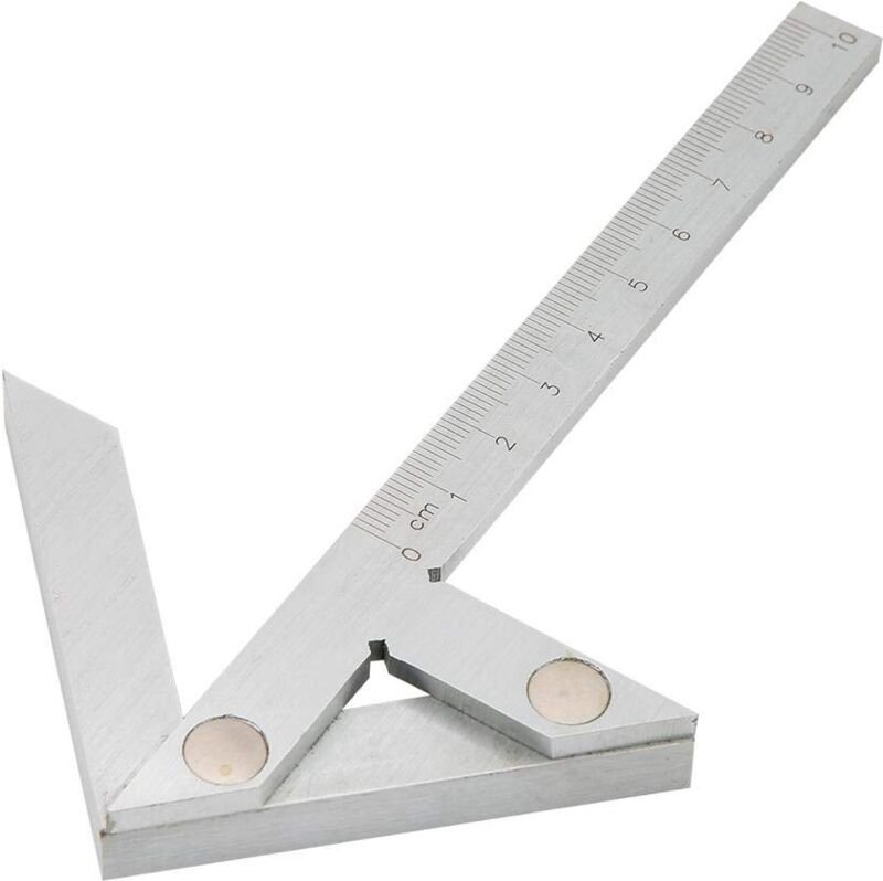 Quadratische Zentrierlehre aus Karbonstahl, Mittelmaßlineal, Zimmermannswinkel 10 x 7 cm
