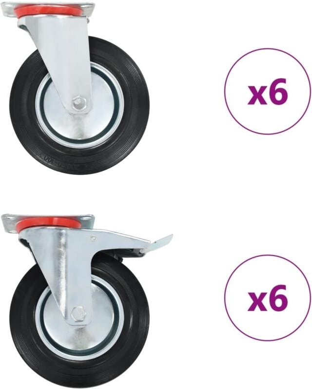 12 Stk. Lenkrollen 200 mm vidaXL