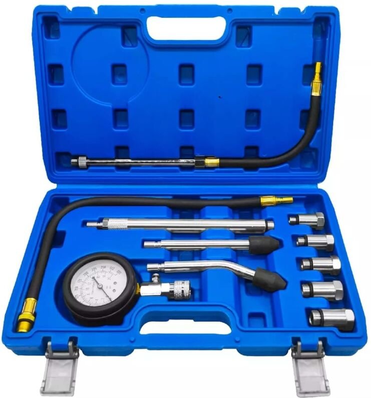 Kompressionsprüfer für Autos, 11-teilig, Kompressionstester für Zylinder-Benzinmotoren, digitales Kompressionsmessgerät,...