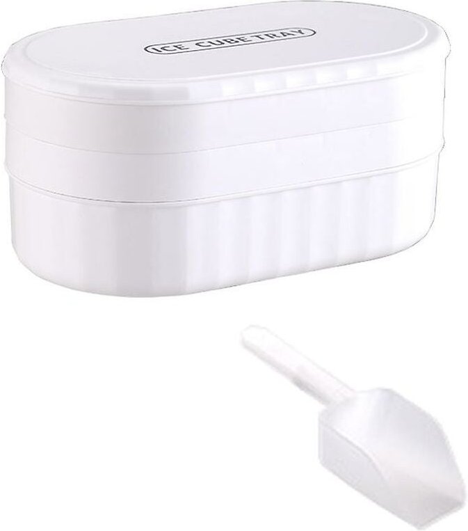 Woosien - Doppelschichtige Eiswürfelschale mit 72 Fächern, Deckel, Eisschaufel und Box, leicht zu lösende, flexible Eisw...