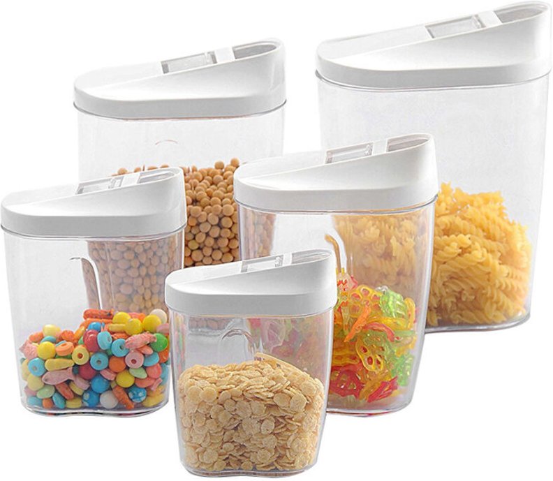 Shining House - 5 Aufbewahrungsboxen zum Aufbewahren von Müsli mit Klappdeckel, luftdichte Lebensmittelgläser aus Kunsts...