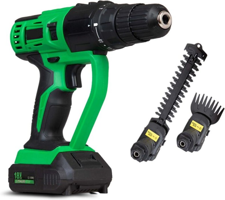 MultiTool mit Heckentrimmeraufsatz - Akku Multifunktions-Werkzeug - 18V Oszillationswerkzeug zum Bohren, Schrauben, Schn...