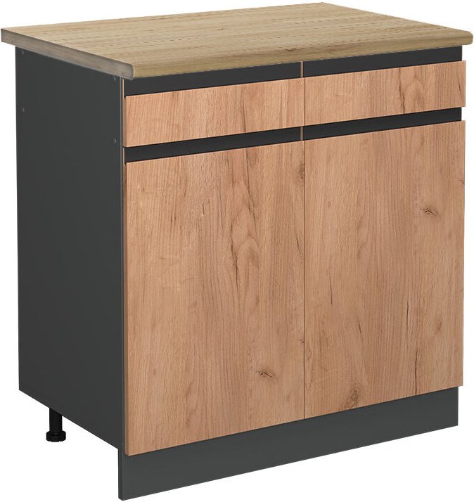 Vicco - Küchenunterschrank R-Line, Goldkraft Eiche, 80 cm , ap Eiche