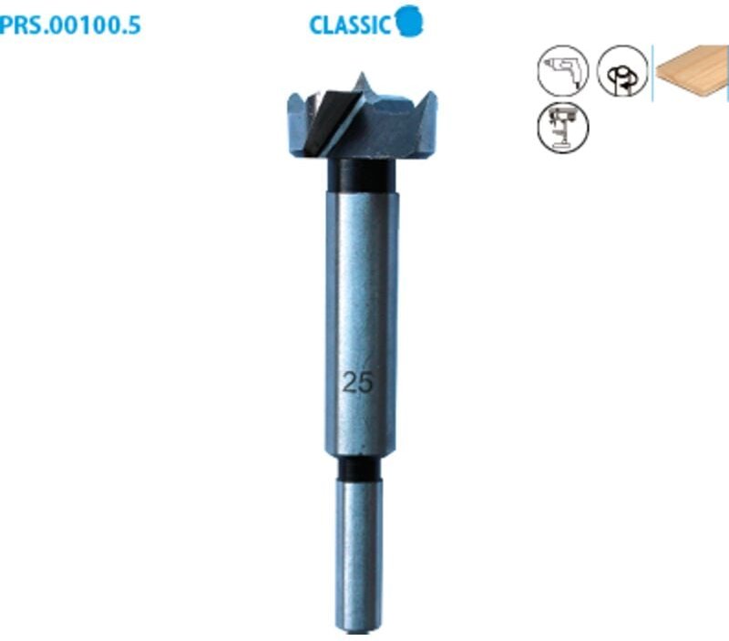 Formierbohrer aus Stahl mit flachem Boden für Holz Classic ø 50 ø Schaft 10 Länge 90 mm