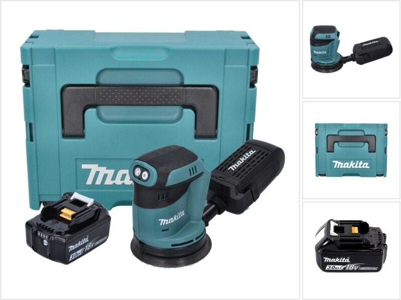 Makita DBO 180 F1J Akku Exzenterschleifer 18 V 125 mm + 1x Akku 3,0 Ah + Makpac - ohne Ladegerät
