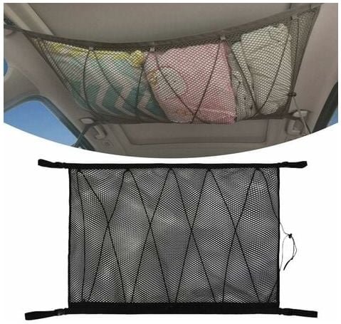 Thumbnail - Auto-Aufbewahrungsnetz, universelle Autodachtasche mit Reißverschluss, schwarzes Gepäck-Organizer-Aufbewahrungsnetz für ...