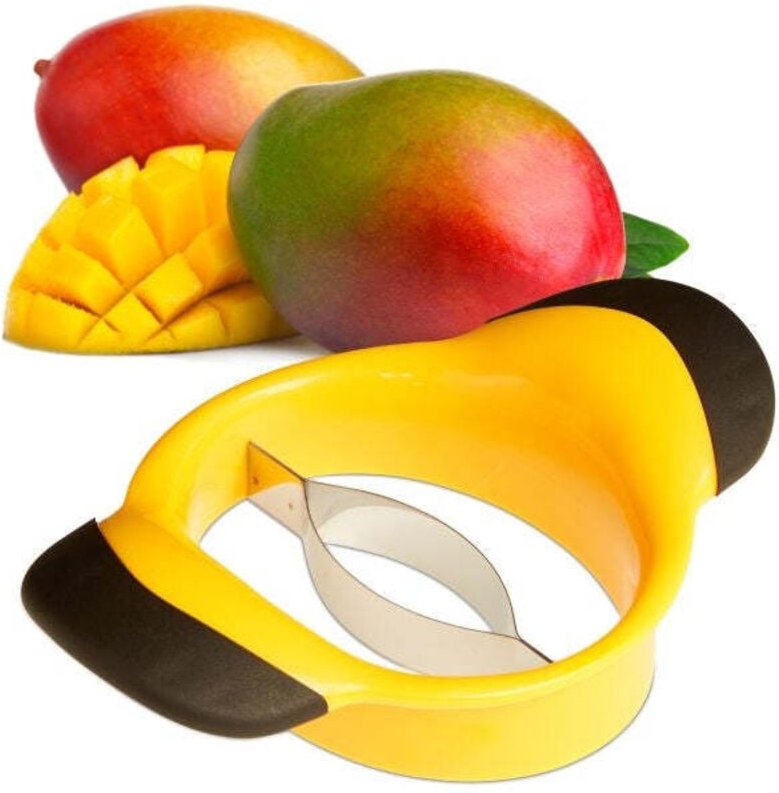 Mango slicer with stainless steel blade