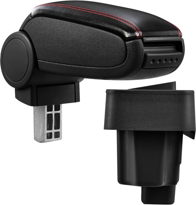 Pro.tec - Mittelarmlehne bmw E36 Staufach Kunstleder Schwarz mit roten Nähten