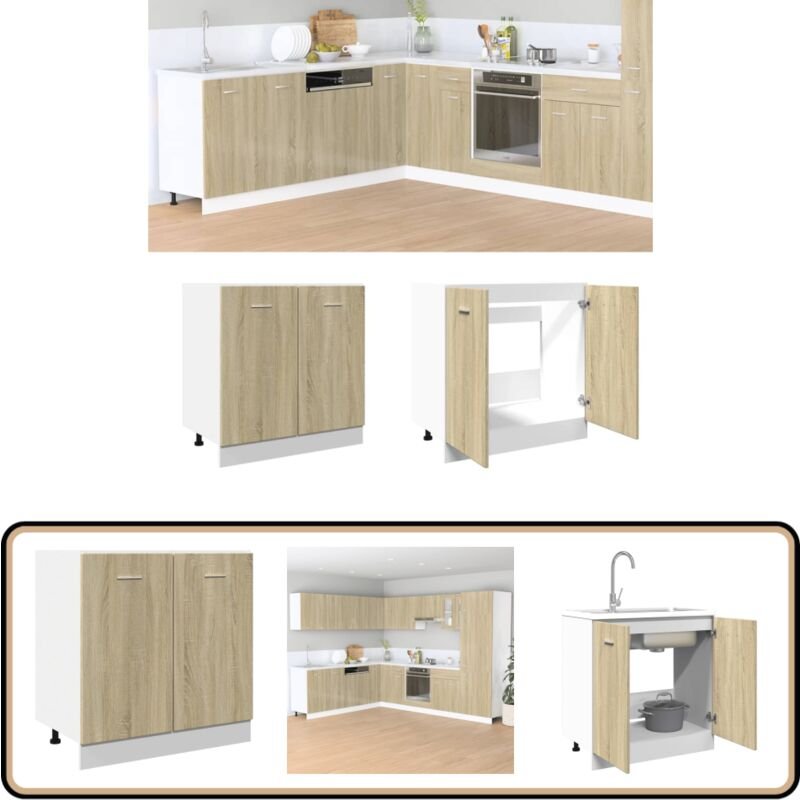 Unterschrank Sonoma-Eiche 80x46x81,5 cm Holzwerkstoff - Vidaxl