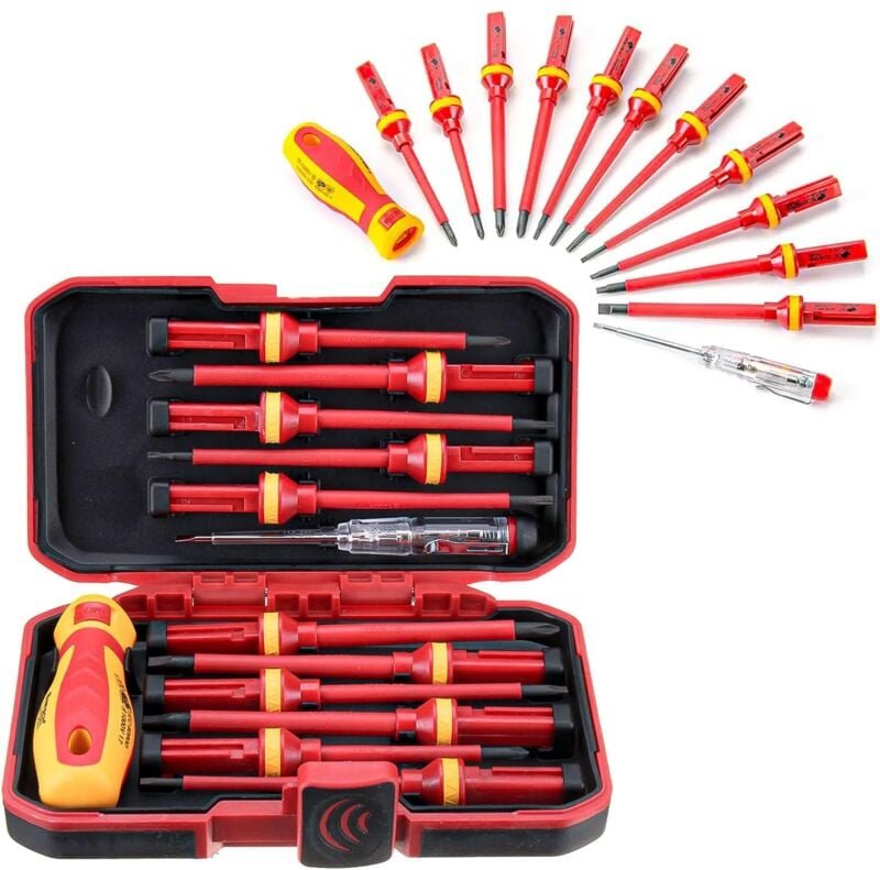 Thumbnail - Lntyq 13 pièces Kit Tournevis Isolé VDE, Coffret Tournevis Aimanté Electricien, Jeu de Tournevis Torx Interchangeables a...