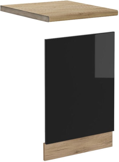 Vicco - Frontblende R-Line, Schwarz Hochglanz, 45 cm , ap Eiche