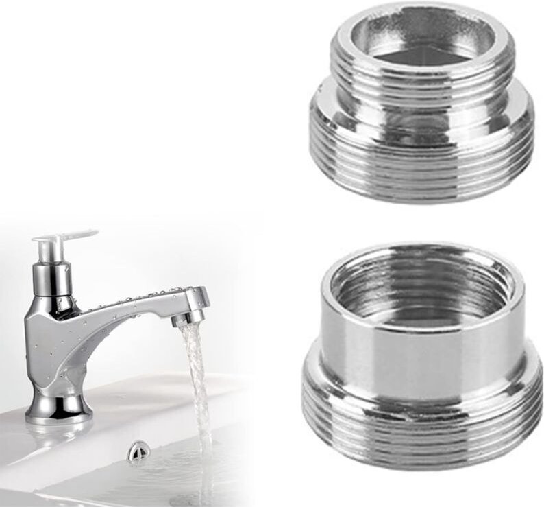 2 Stück silberne Wasserhahnadapter aus Metall, 16 mm auf 22 mm / 22 mm auf 16 mm Wasserhahnadapter, Wasserhahnbelüfter-A...