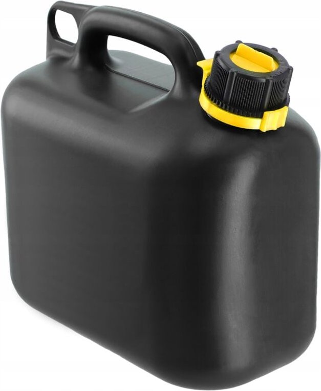 Benzinkanister mit Trichter, aus Kunststoff, Spritkanister, 6L, Schwarz - Kadax