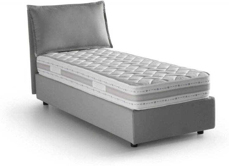 Einzelbett Carolina, Containerbett mit Stoffbespannung, 100% Made in Italy, Frontöffnung, inklusive Matratze Cm 80x190, ...