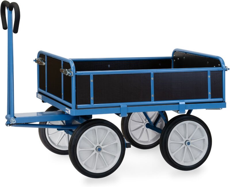 Fetra Handpritschenwagen mit Bordwänden, Vollgummi-Bereifung, 1200x800 mm