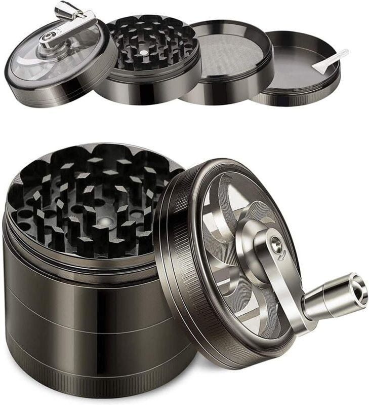 Fitags - Kräuter- und Gewürzmühle, Handkurbelmühle aus Zinklegierung in Premiumqualität mit Pollenfilter und Minispatel,...