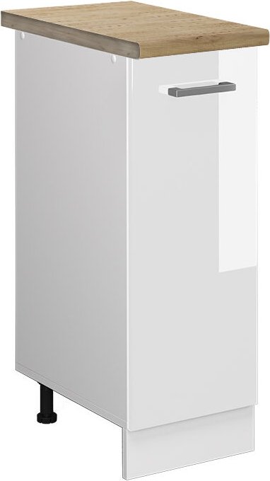 Vicco - Apothekerschrank R-Line, Weiß Hochglanz, 30 cm , ap Eiche