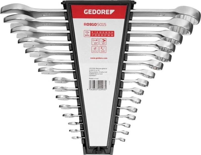 Red 3300993 R09105015 Ring-Maulschlüssel-Satz 15teilig Schlüsselweite (Metrisch) 07 - 29 mm - Gedore