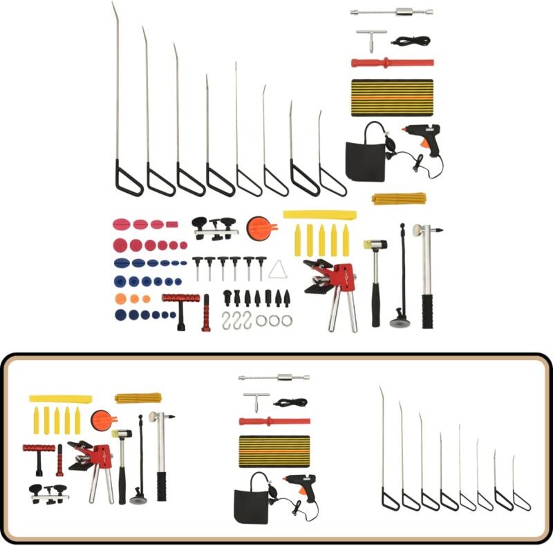 75-tlg. Ausbeulwerkzeug-Set - Autolack Reparieren - Delle Entfernen - Autoaufbereitung - Lackschutz - Fahrzeugpflege