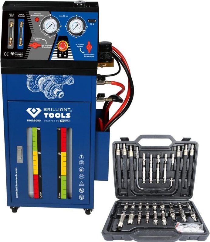 Brilliant Tools - Getriebespülgerät für Automatikgetriebe inklusive 35-tlg Adapter-Satz