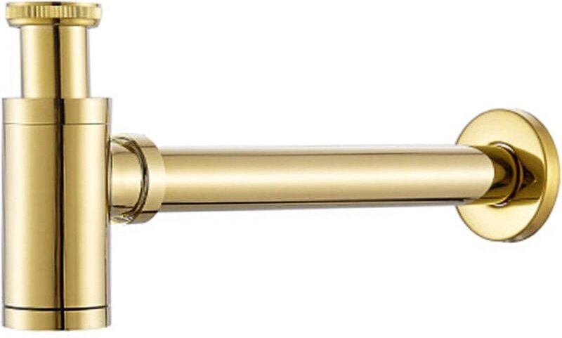 P-förmiger Wasserhahn aus Goldmessing, rundes Design, geeignet für die Entwässerung von Waschbecken und Badezimmern, 1,5...