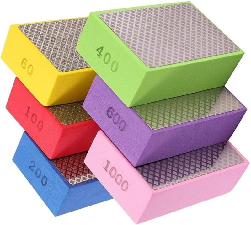 Thumbnail - Glass Schleifer 6 Stück Diamant Handpolierpads für Glaspolitur Fliesen Schleifen Marmor Polierset 60 100 200 400 600 100...