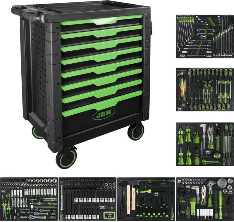 JBM54718 Werkzeugwagen mit 8 Schubladen, bewaffnet mit 289 Teilen