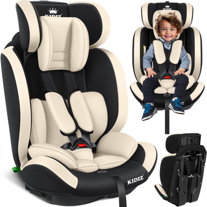 KIDIZ® Autokindersitz Kinderautositz Gruppe 1+2+3 9-36 kg 5-Punkt-Sicherheitsgurt Autositz Kindersitz Einstellbare Kopfs...