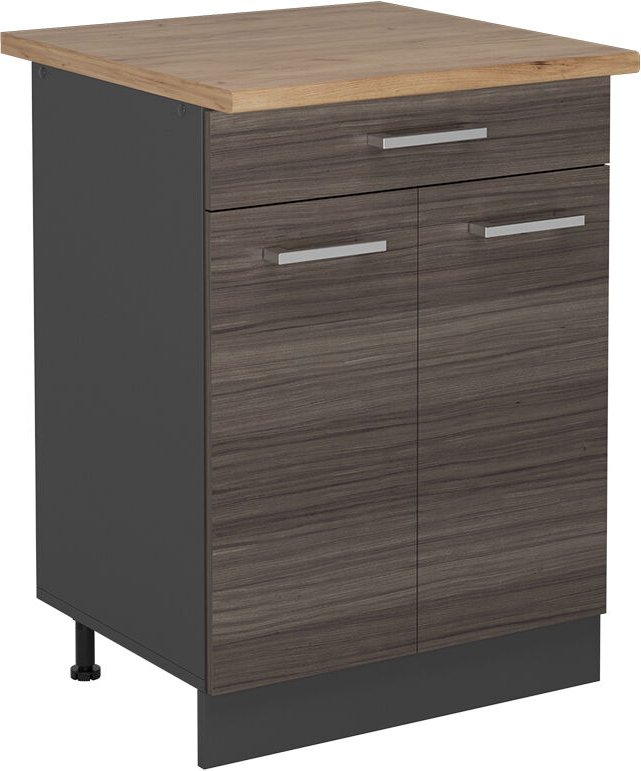 Vicco - Küchenunterschrank R-Line, Edelgrau, 60 cm , ap Eiche