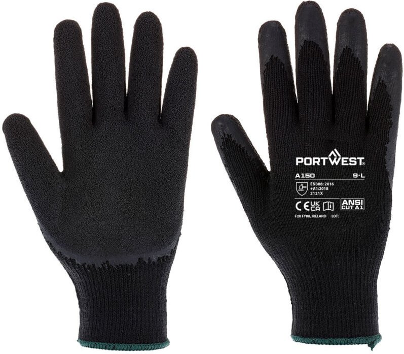 Strickhandschuhe mit Latexbeschichtung Classique Schwarz m - Größe 8