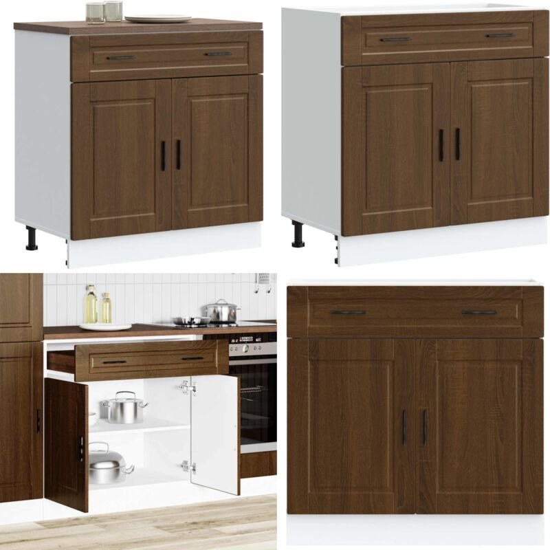 Küchenunterschrank Porto Braun Eichen-Optik Holzwerkstoff - Vidaxl