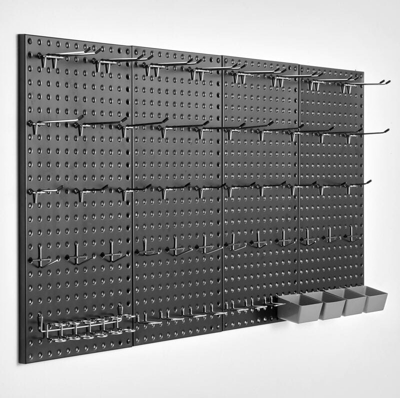 Thumbnail - Mophorn Metall-Stecktafelplatten, 61 x 30,5 cm, 4 Platten, robuster Wand-Organizer mit Zubehör für Zuhause, Garage, Büro...