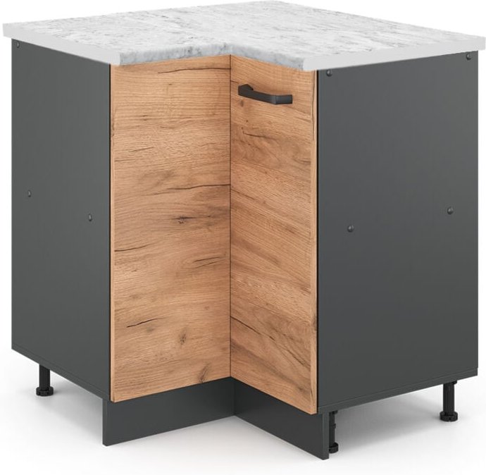 Vicco - Eckunterschrank R-Line, Goldkraft Eiche, 75.6 cm ap Marmor