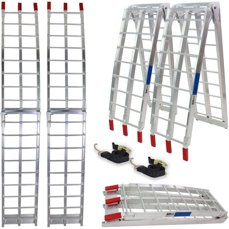 Thumbnail - Baumarktplus - trutzholm 2 x Auffahrrampe klappbar 180 cm Traglast 680 kg Alu grau geriffelte Einzelstäbe Verladerampe