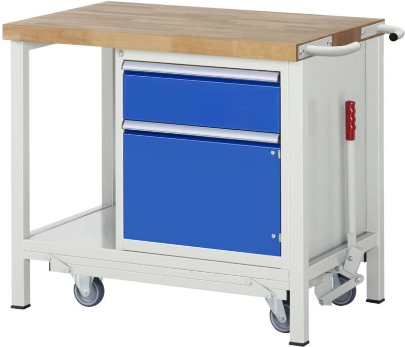 Werkbank mit absenkbarem Fahrgestell Modell 8152 b 1000 x t 700 x h 880mm - RAU