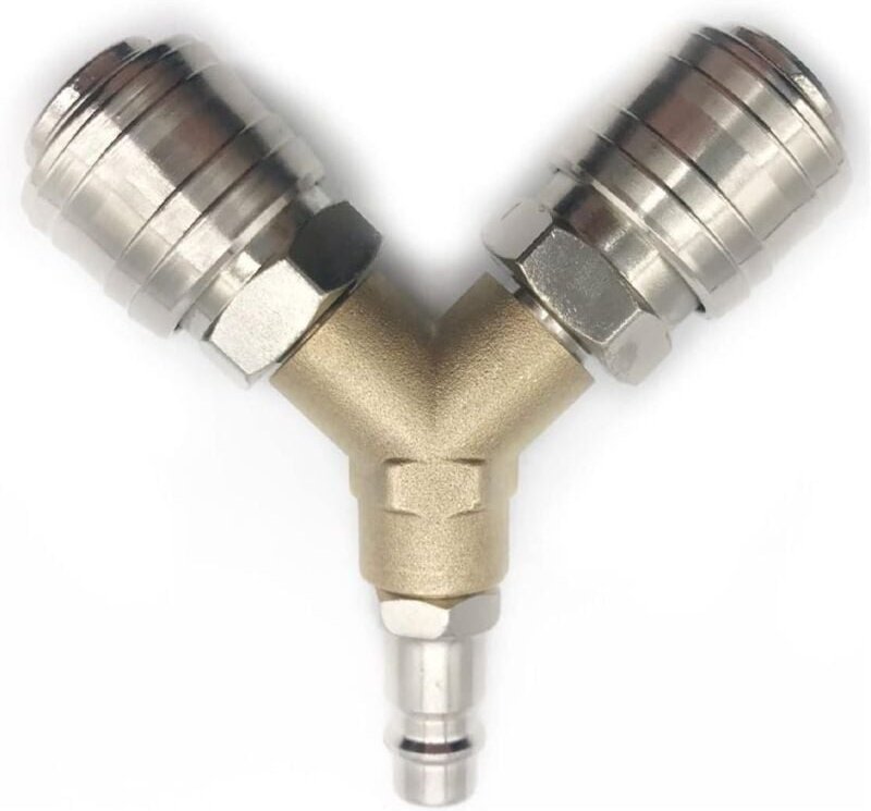 Thumbnail - Druckluftverteiler, 1/4 Druckluftverschraubung 3-Wege Schnellverschluss Druckluftverbinder mit Außengewinde Y-Verteiler