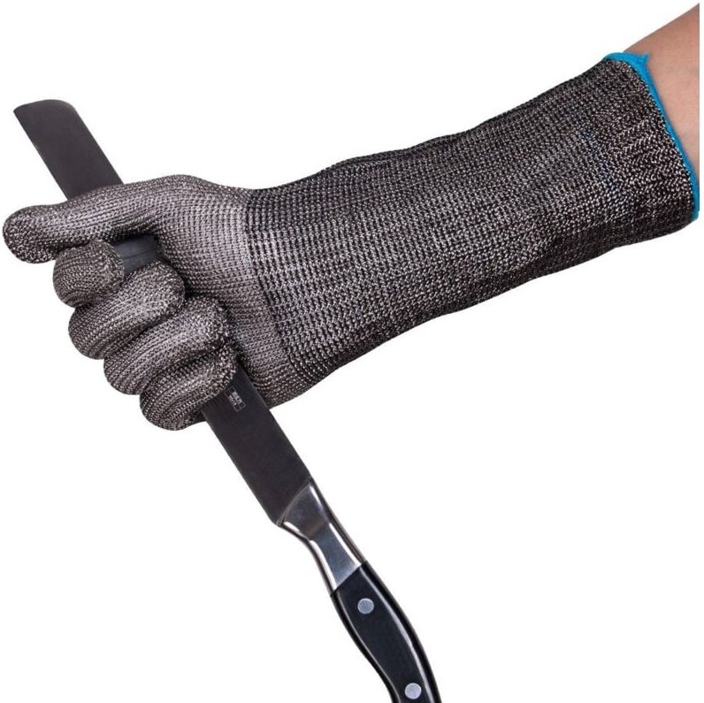 Schnittfeste Handschuhe, verlängerter Ärmel, 9,6 Zoll, Edelstahl 316L, zum Schneiden und Hacken