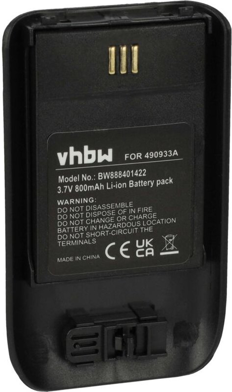 vhbw Akku kompatibel mit Innovaphone IP73 schnurlos Festnetz Telefon (800 mAh, 3,7 V, Li-Ion) Schwarz