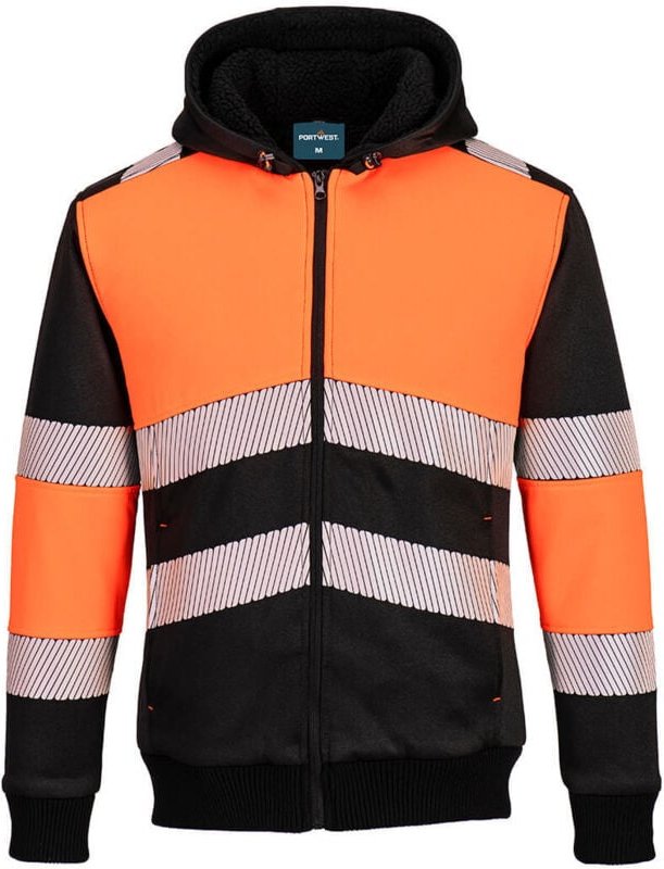 Winterkapuzenpullover mit Reißverschluss PW3 Klasse 1 Orange/Schwarz 4XL