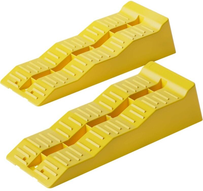 Thumbnail - Wiltec Stufenkeile Paar mit 3 Höhenstufen 40/70/100 mm, Auffahrkeile 2er-Set mit 3 t Traglast, Ausgleichskeile für Wohnw...