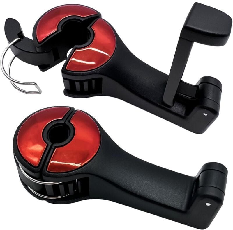 KZQ - Confezione da 2 ganci per poggiatesta auto per appendere vestiti e borse (rosso)