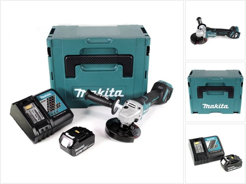 Dga 517 RF1J Akku Winkelschleifer 18 v 125 mm Brushless + 1x Akku 3,0 Ah + Ladegerät + Makpac - Makita
